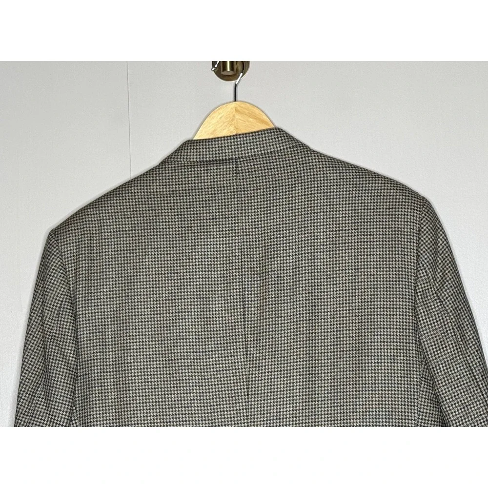 Silk Wool Houndstooth Blazer Mens 38S Robert Stock Sport Coat